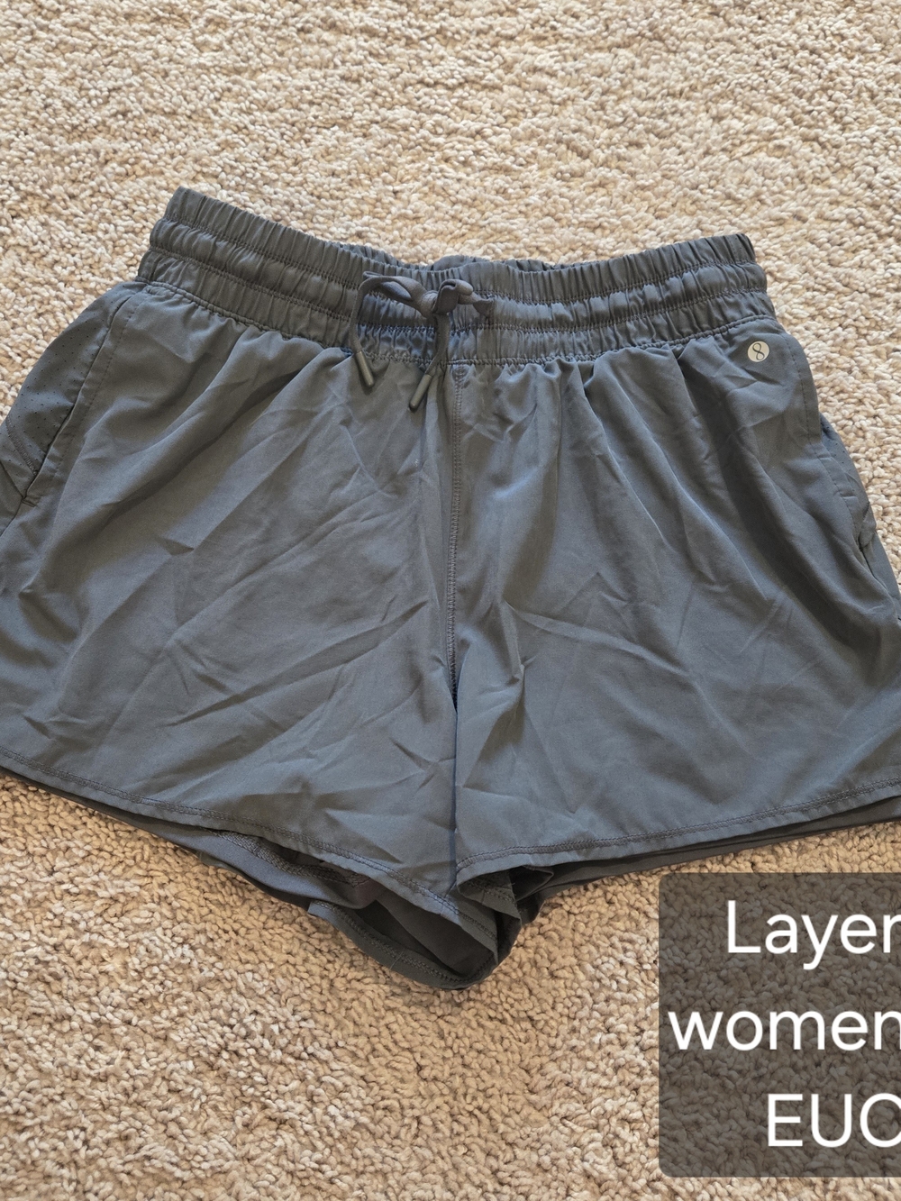 Layer 8 Women's Slate Gray Athletic Drawstring Shorts